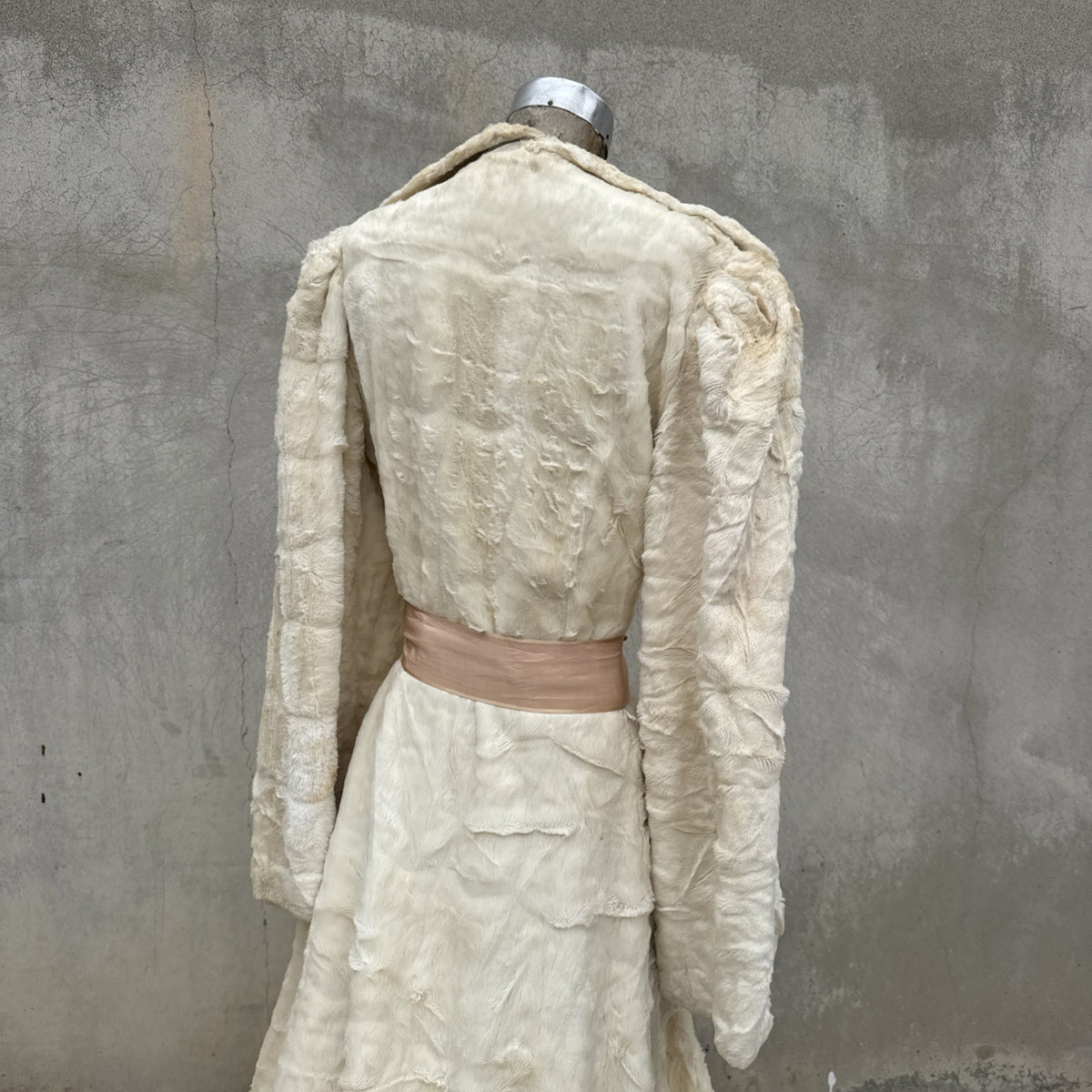 Vintage 1930s White Plush Teddy Bear Dressing Gown Ermie Art Deco Dress Coat