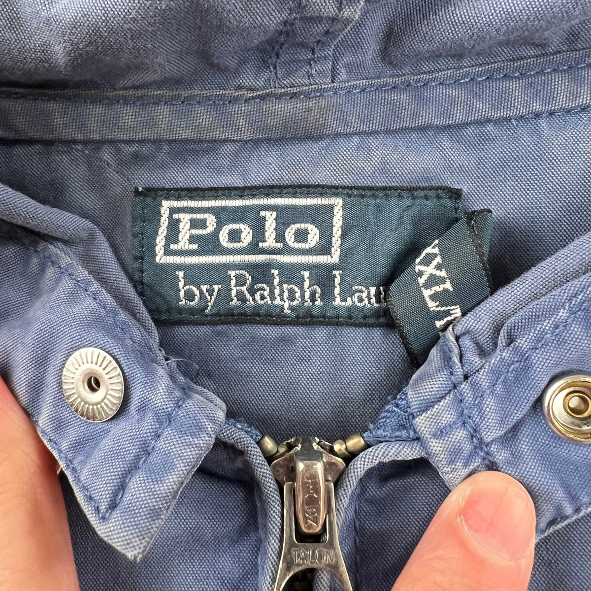 Polo Ralph Lauren Vintage Hooded Windbreaker Blue Cotton Canvas 2XL