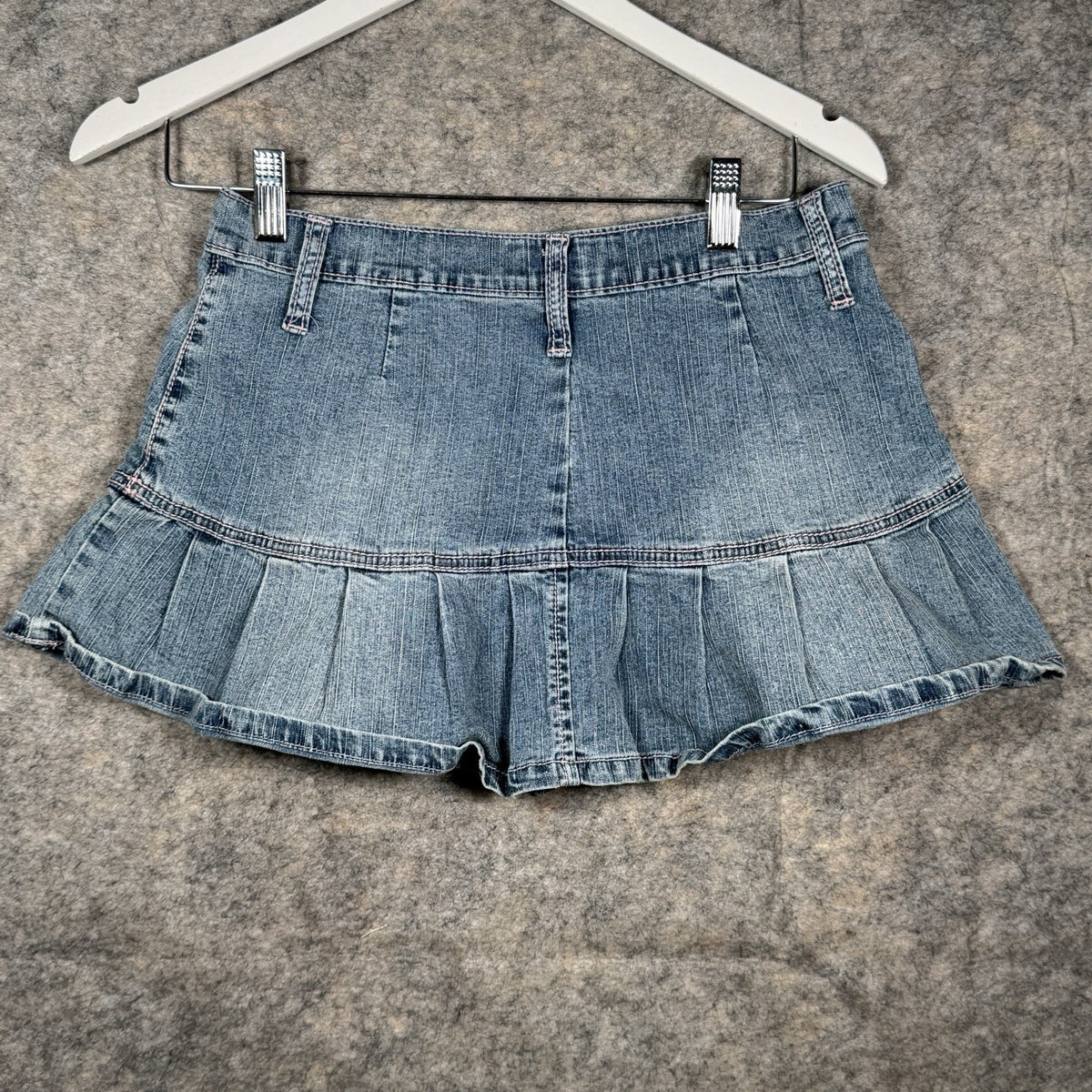 Lazer Y2K Denim Mini Skirt Size 9 Ruffle Bottom