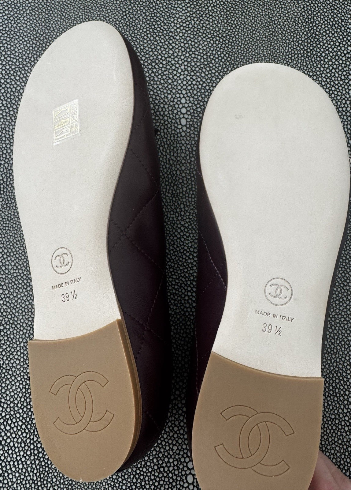 Chanel Cambon Coco Beach Ballet Flats Burgundy EU 39.5
