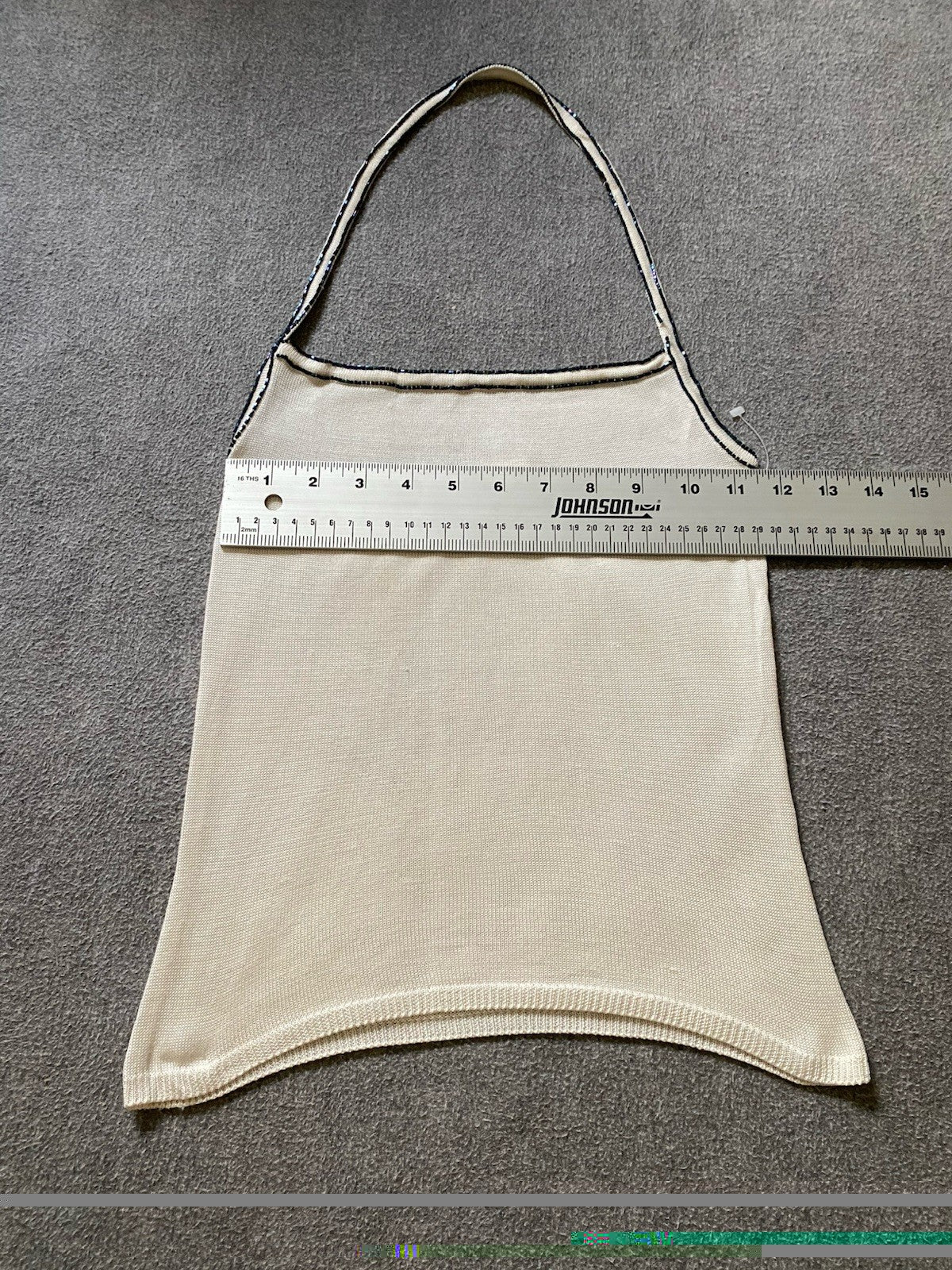 Colette Dinnigan 1990s Silk Halter Sweater Top Small Beaded Trim