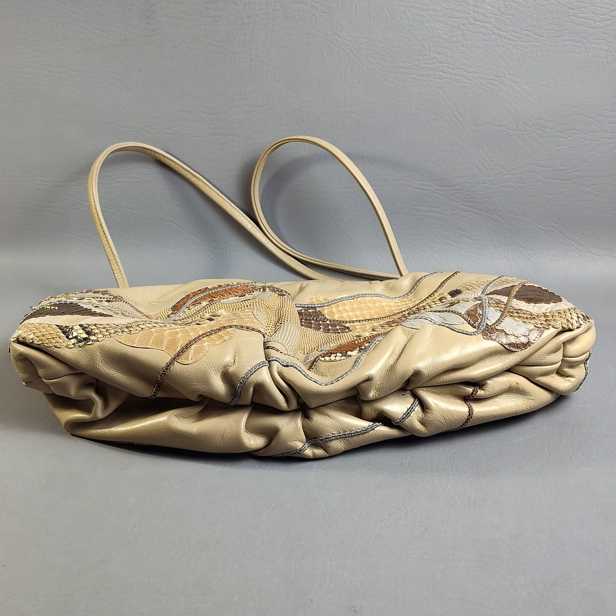 Carlo Fiori 1980s Snakeskin Patchwork Leather Shoulder Bag