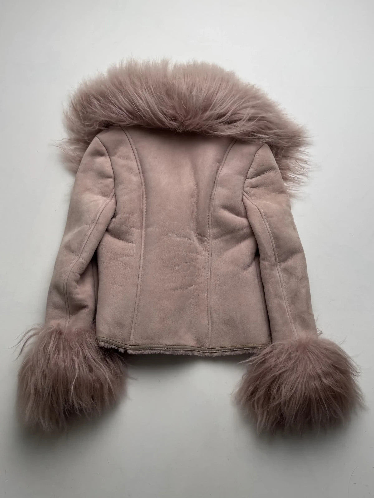 Vintage Sheepskin Shearling Leather Jacket Fur Trim Women's Size Small