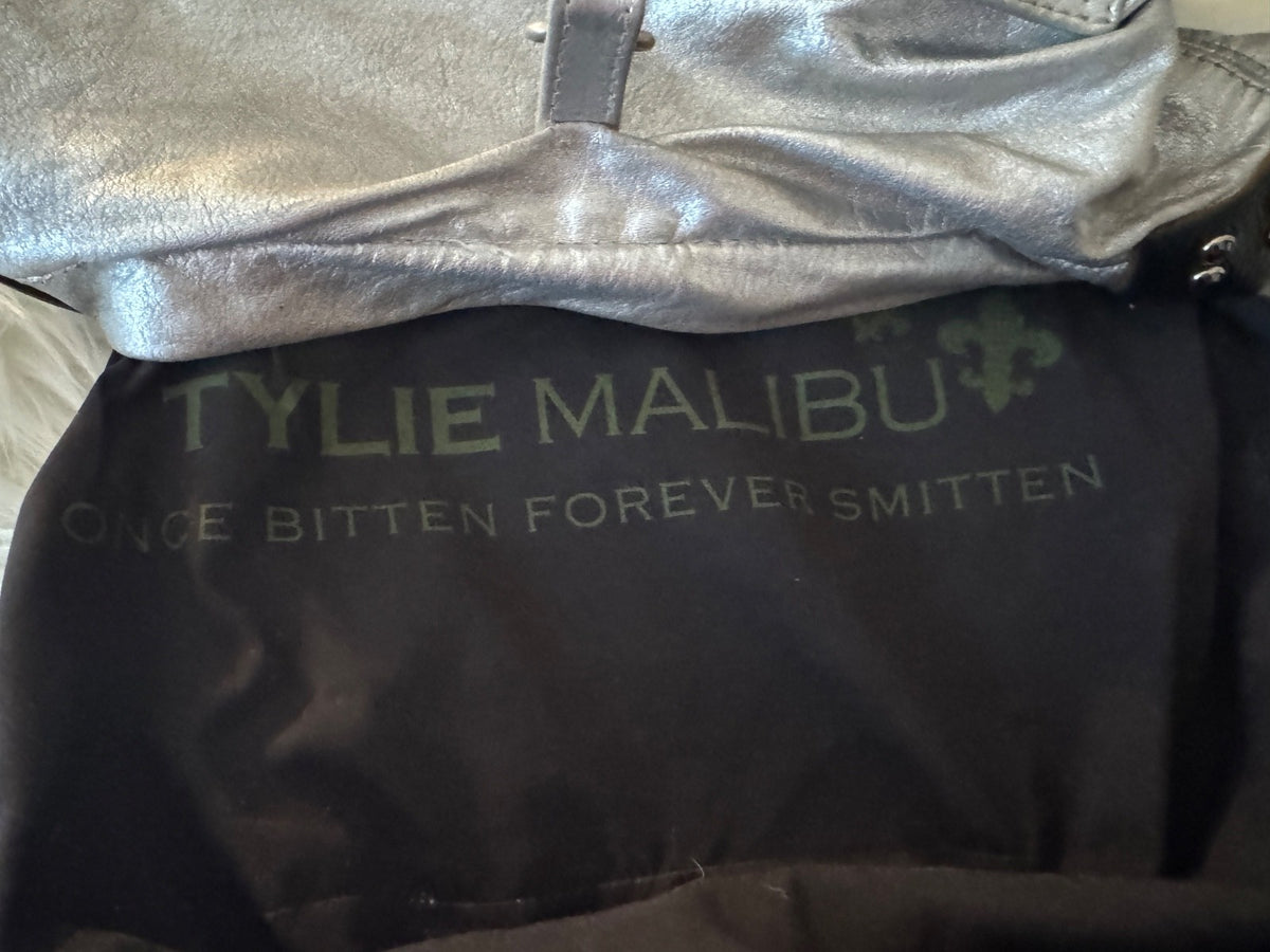 Tylie Malibu Metallic Silver Leather Hobo Handbag Medium