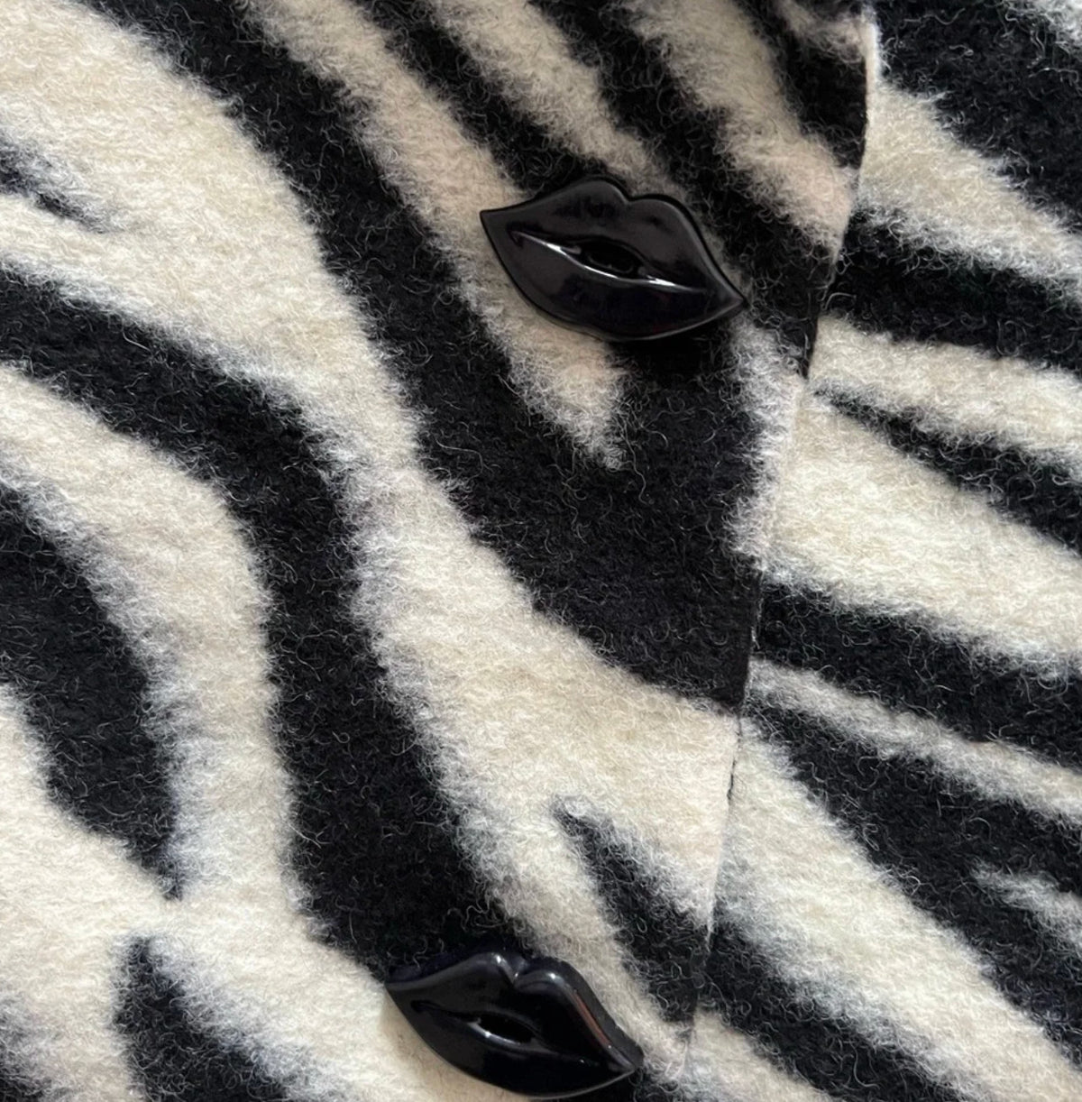 Zebra Pattern Wool Coat in Size S