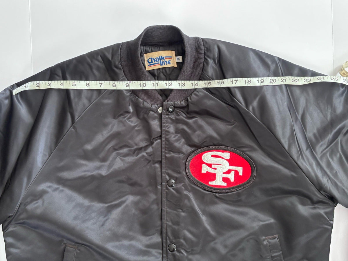 Chalk Line 1980s 49ers Black Satin Jacket XL