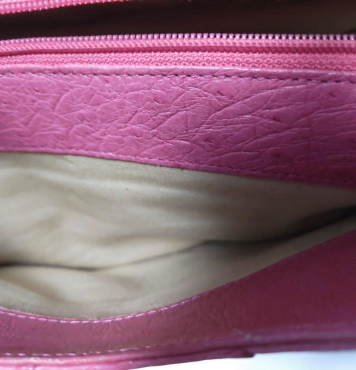 Y2K Pink Ostrich Leather Shoulder Bag
