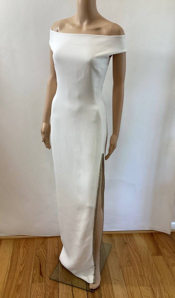 STELLA MCCARTNEY OFF THE SHOULDER SIDE SLIT DRESS SZ IT 38:MRSP: $3560