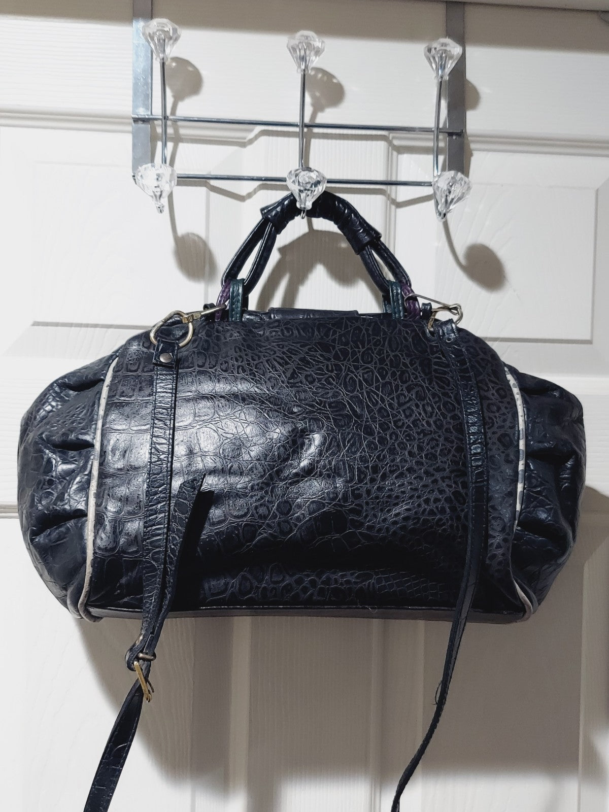 Reem 1980s Cheetah and Crocodile Patchwork Leather Bag