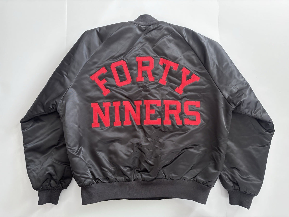 Chalk Line 1980s 49ers Black Satin Jacket XL