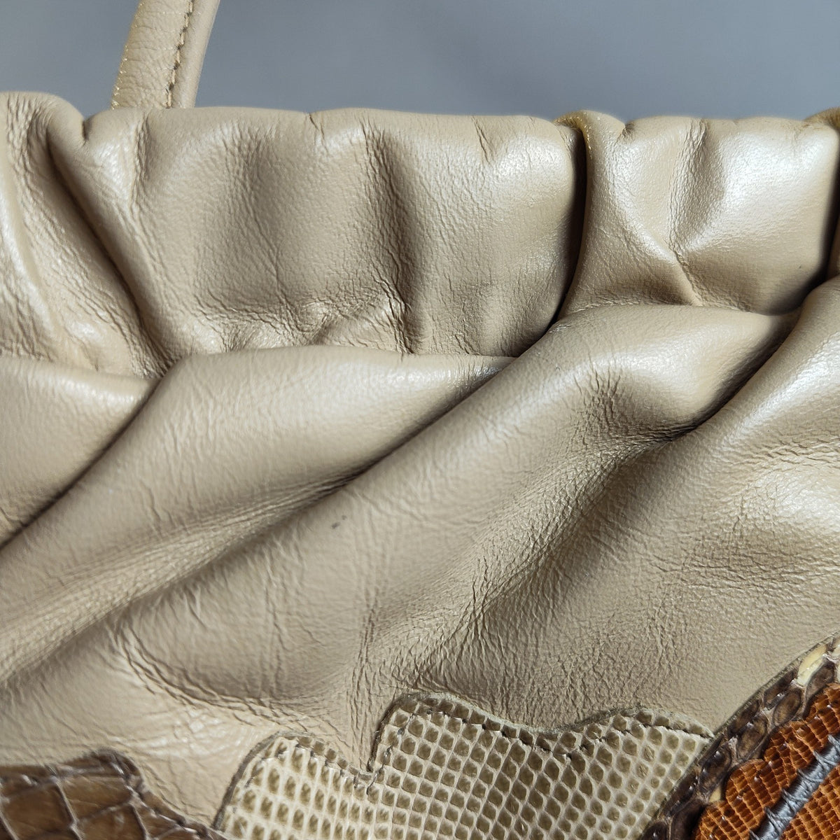 Carlo Fiori 1980s Snakeskin Patchwork Leather Shoulder Bag