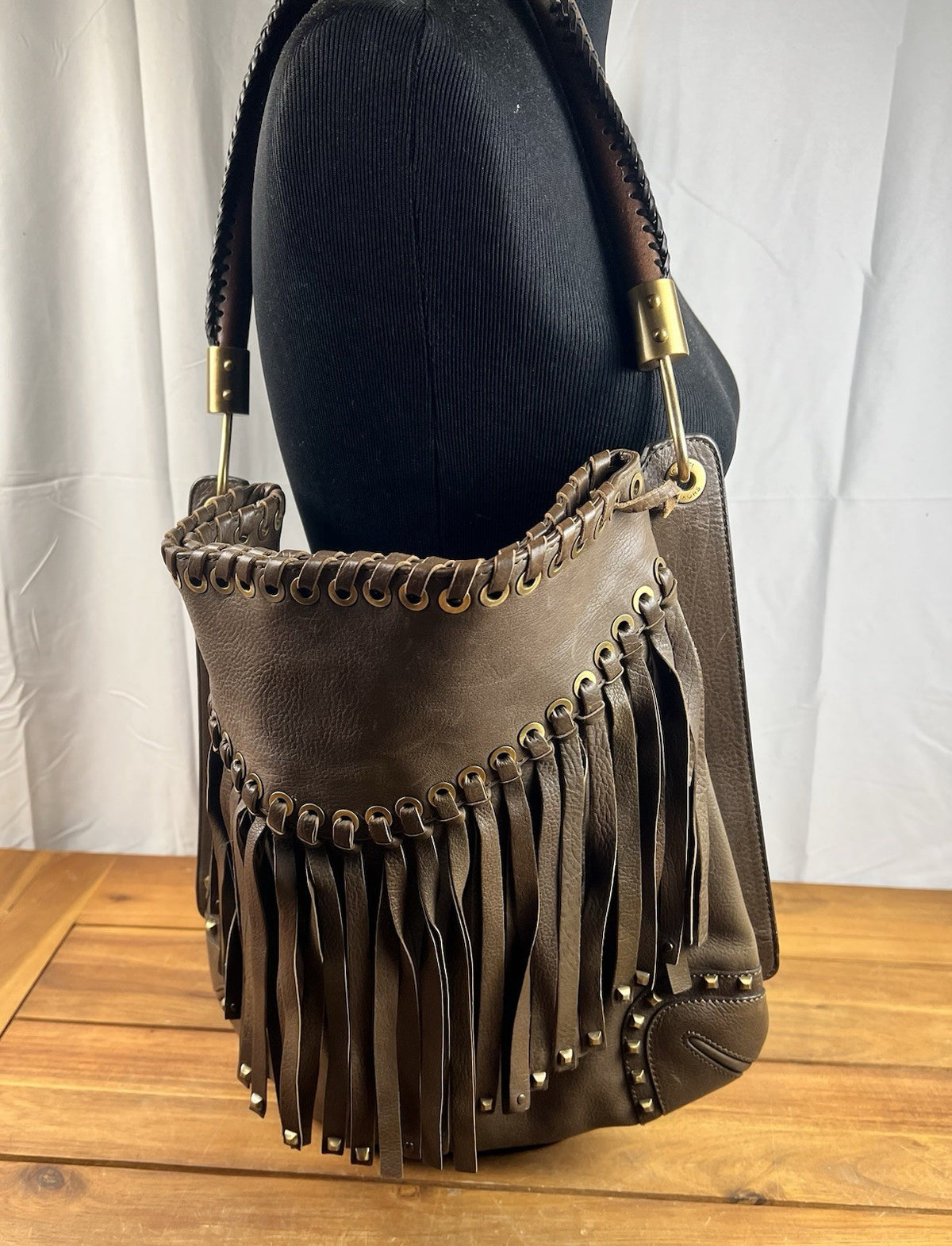 Michael Kors Brown Leather Fringe Handbag