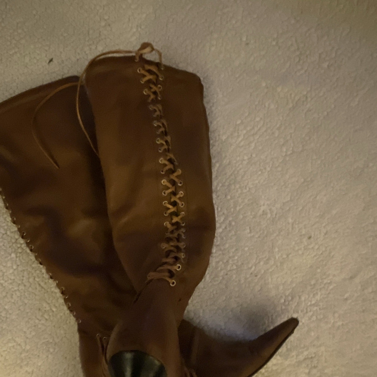 Gianfranco Ferré Brown Leather Knee High Lace-Up Stiletto Pointed Boots