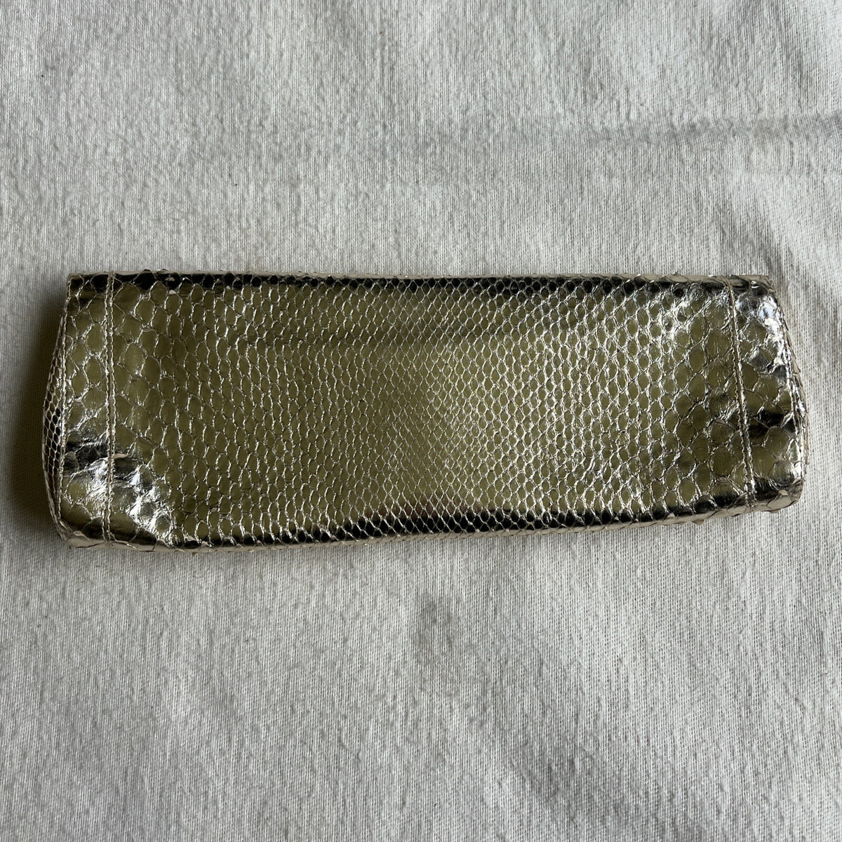 Nancy Gonzalez Clutch Gold Snakeskin Exotic Leather Envelope Evening Bag