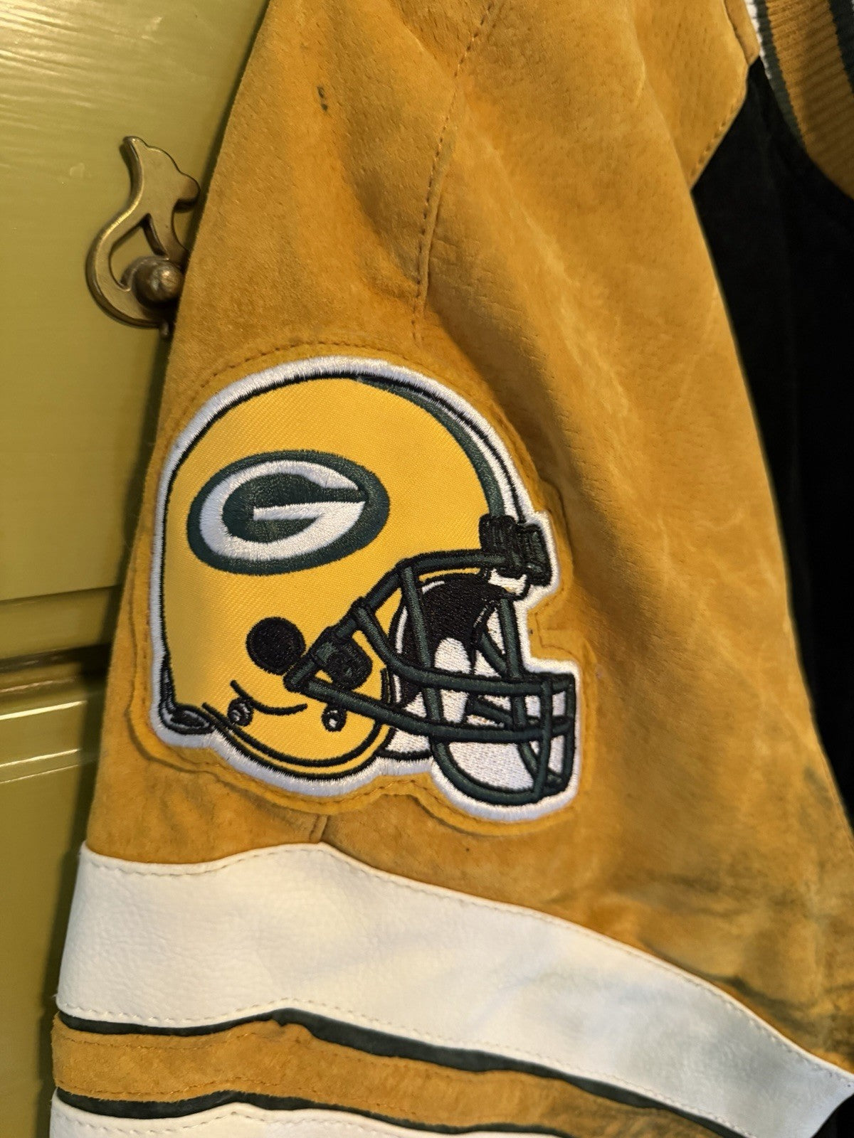 Vintage Green Bay Packers Leather Suede Jacket Large