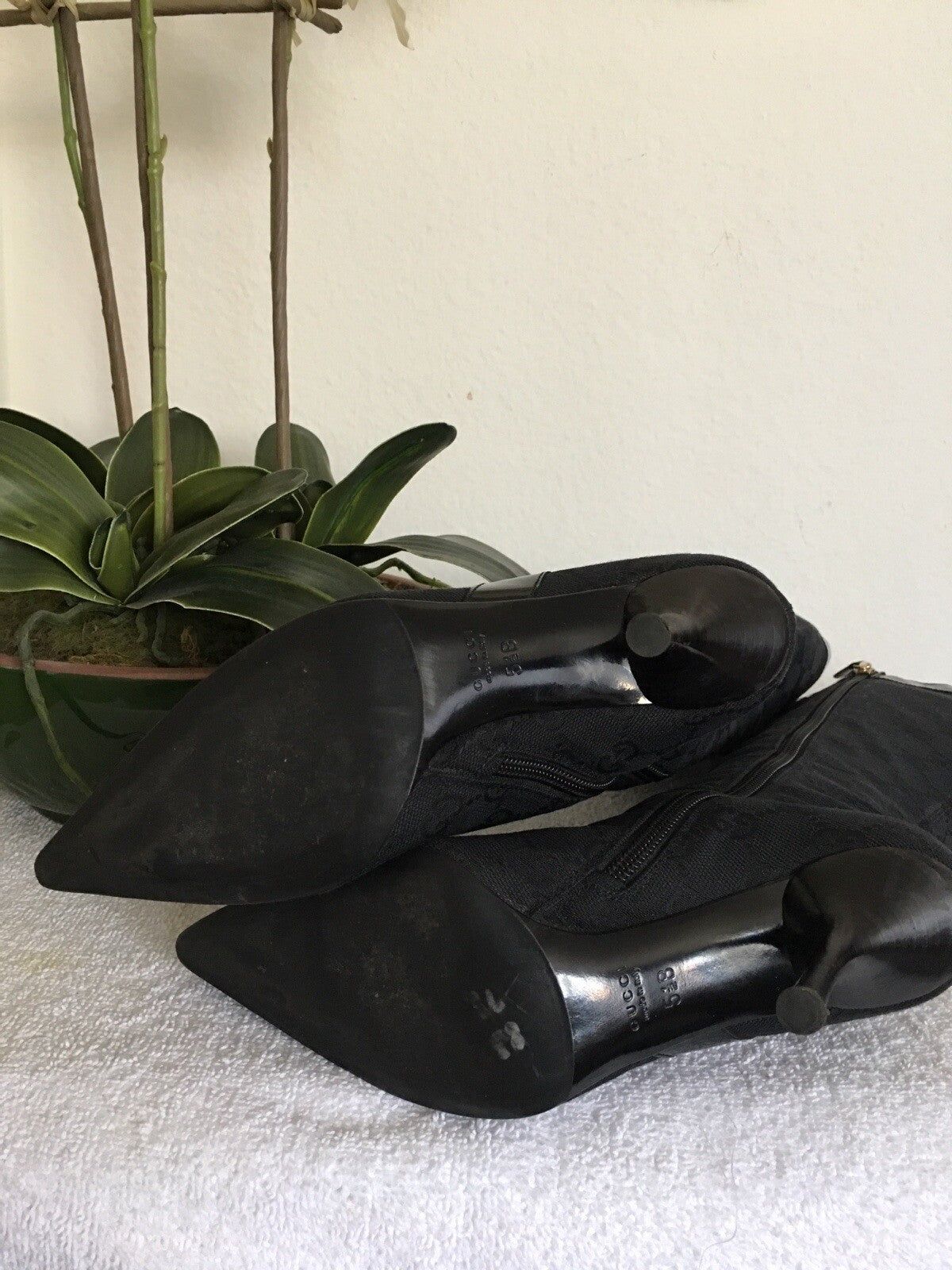 Gucci Black Canvas Boot Size 5.5
