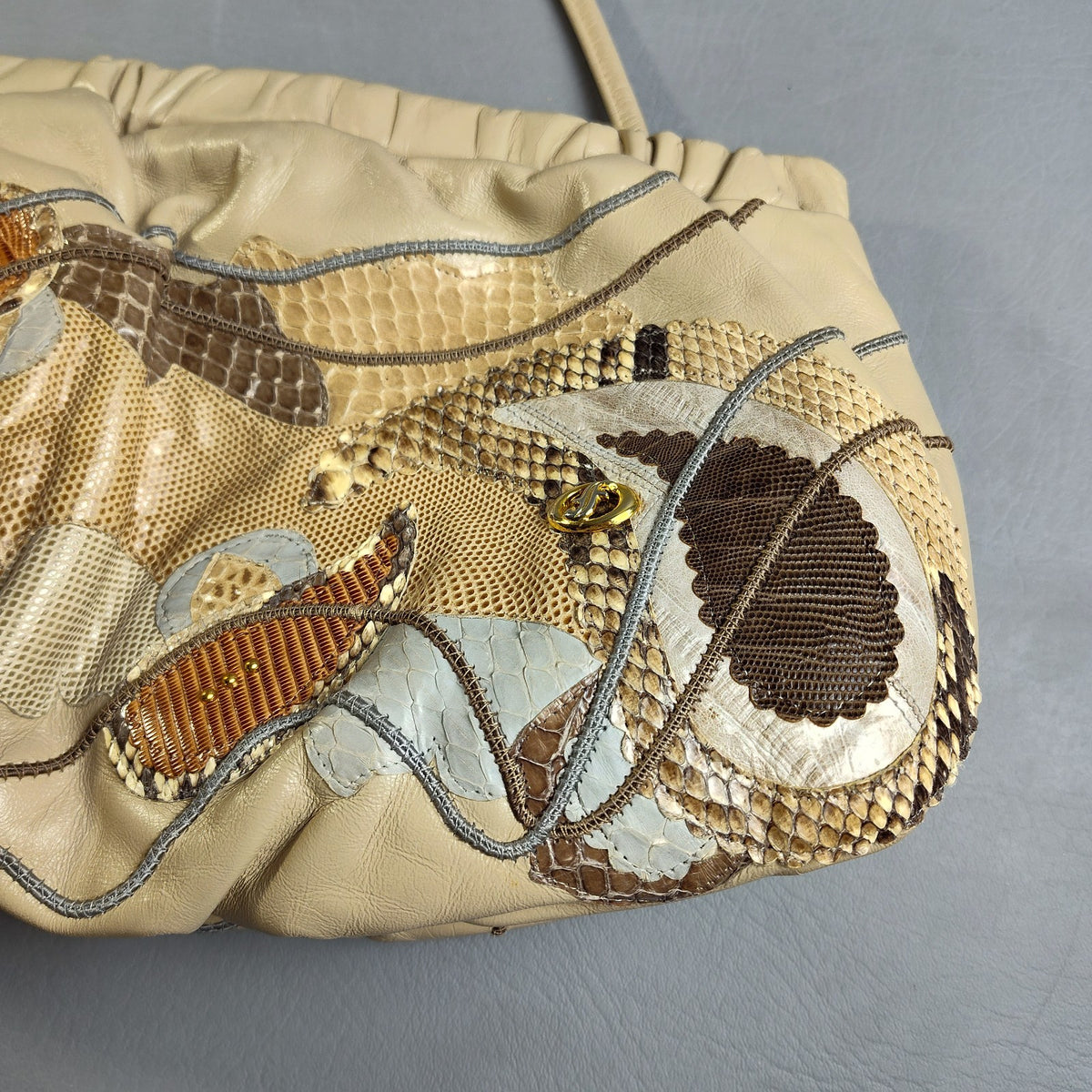 Carlo Fiori 1980s Snakeskin Patchwork Leather Shoulder Bag