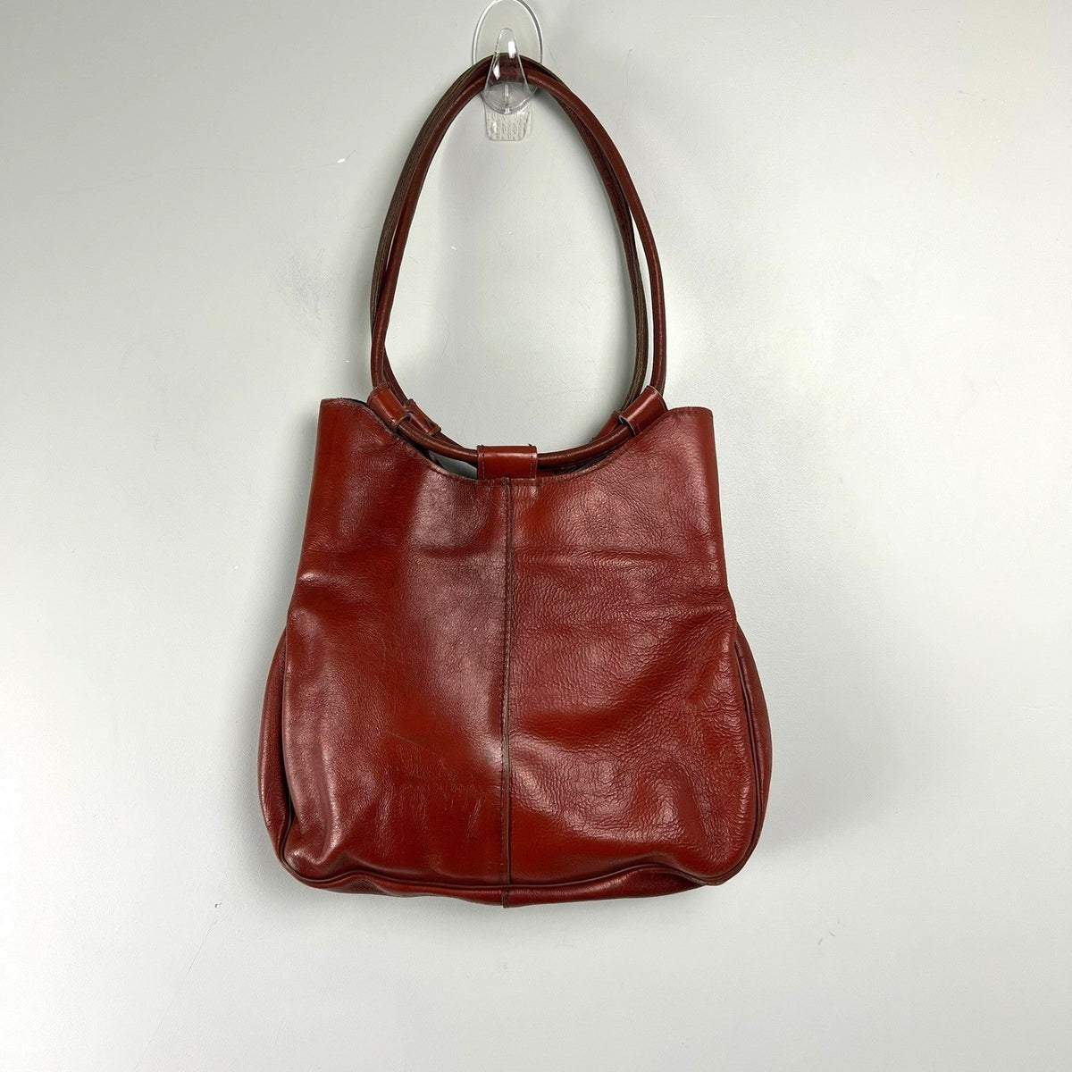 Vintage Brown Leather Whipstitch Shoulder Bag 1970s
