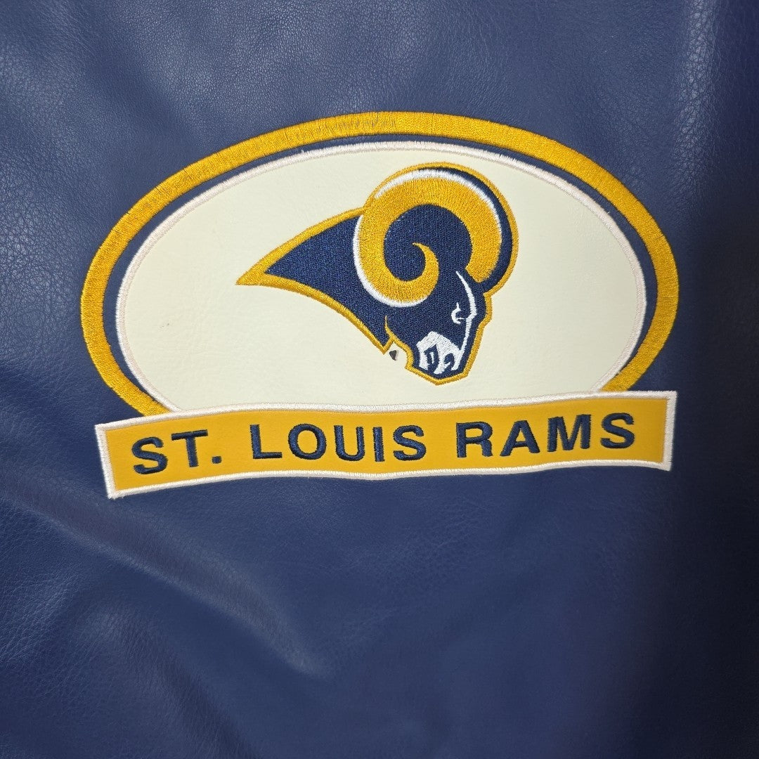 NFL St. Louis Rams Leather Bomber Jacket Kids L Vintage