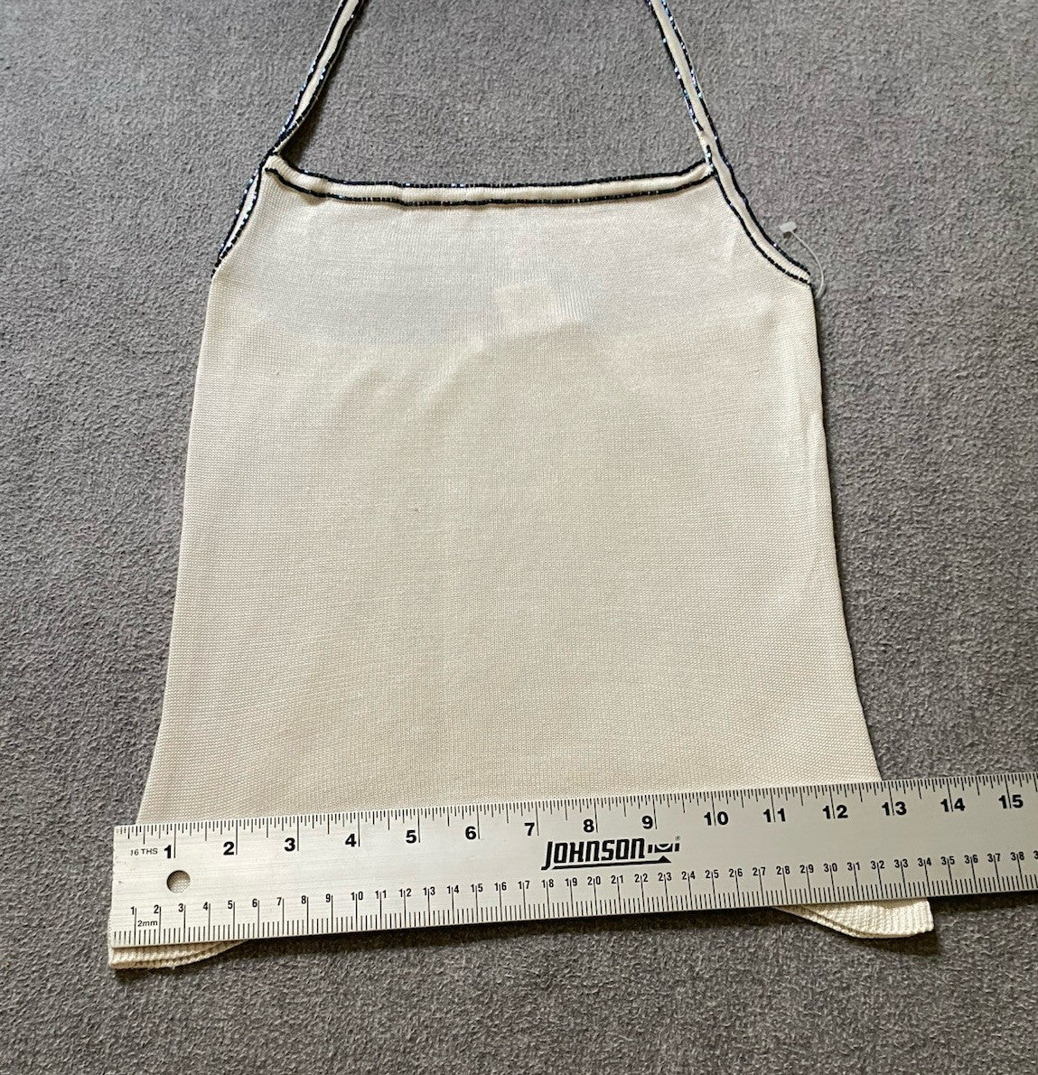 Colette Dinnigan 1990s Silk Halter Sweater Top Small Beaded Trim