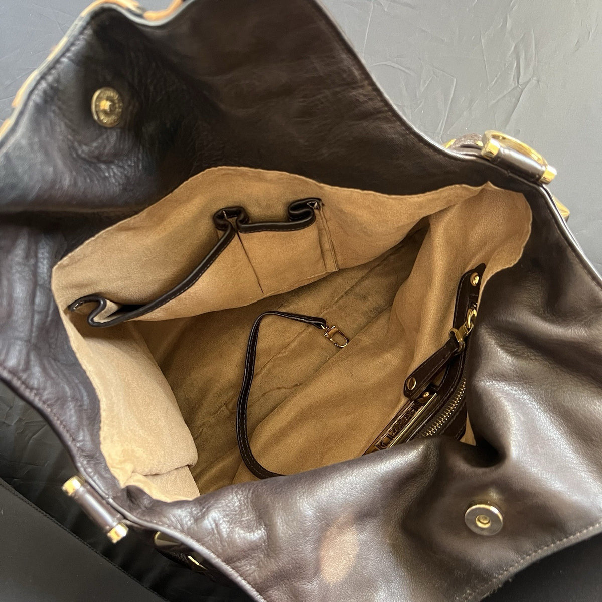 Be&D Studded Animal Print Hobo Bag in Brown and Tan