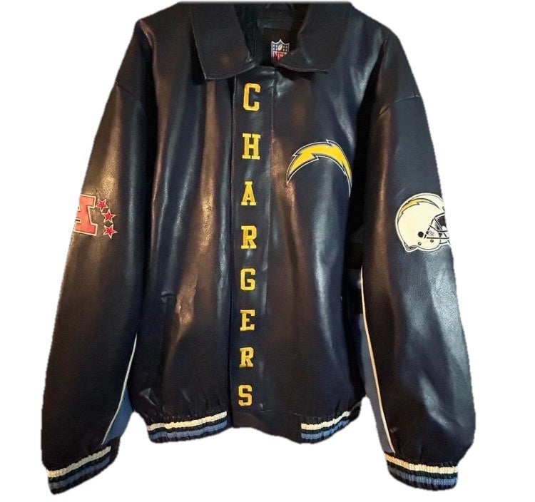 Vintage San Diego Chargers Faux Leather Jacket Large