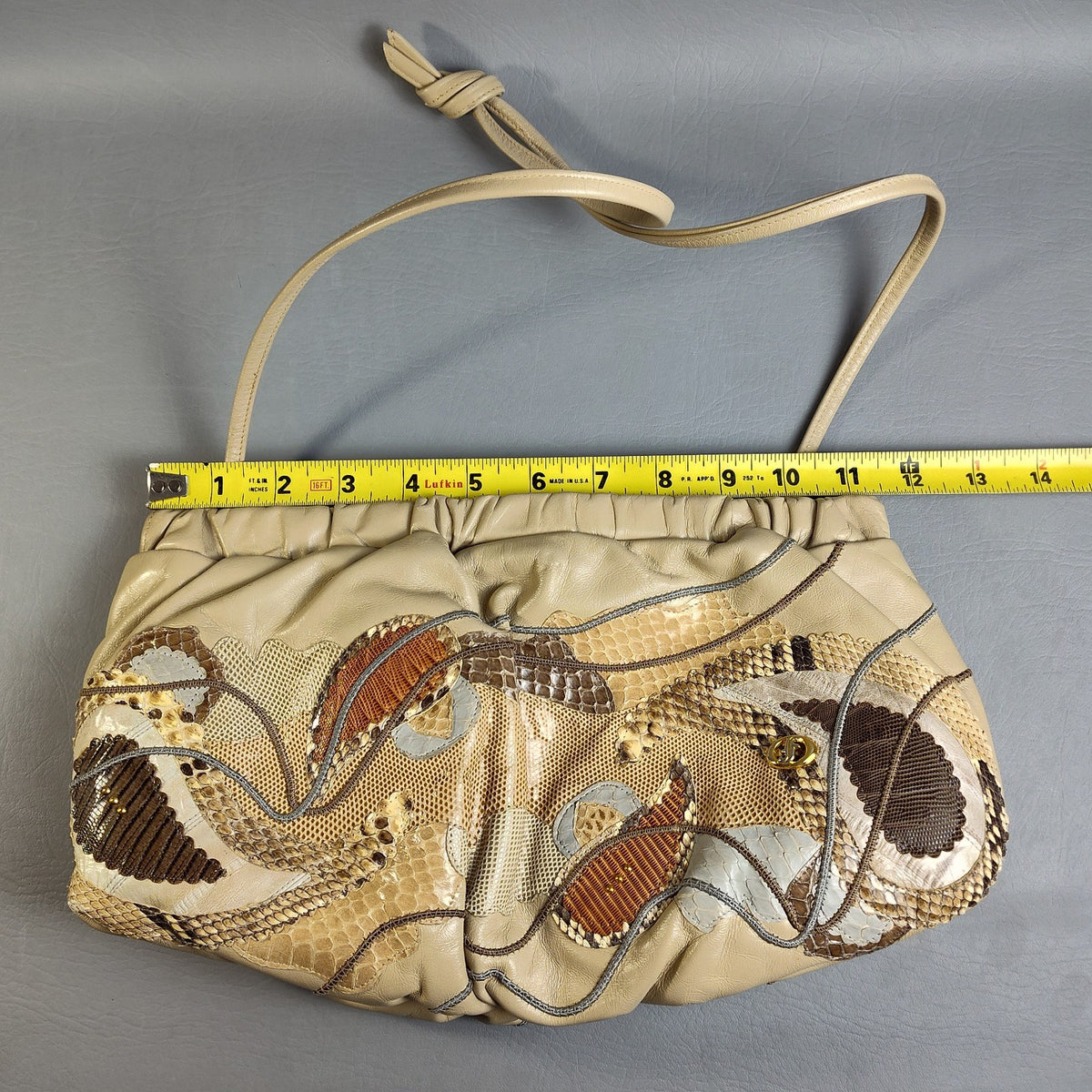 Carlo Fiori 1980s Snakeskin Patchwork Leather Shoulder Bag