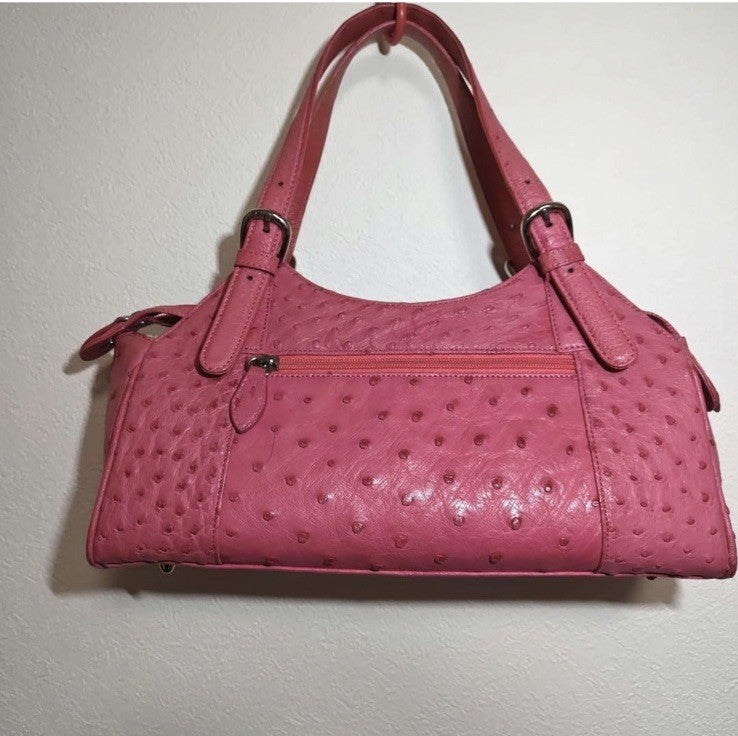 Y2K Pink Ostrich Leather Shoulder Bag