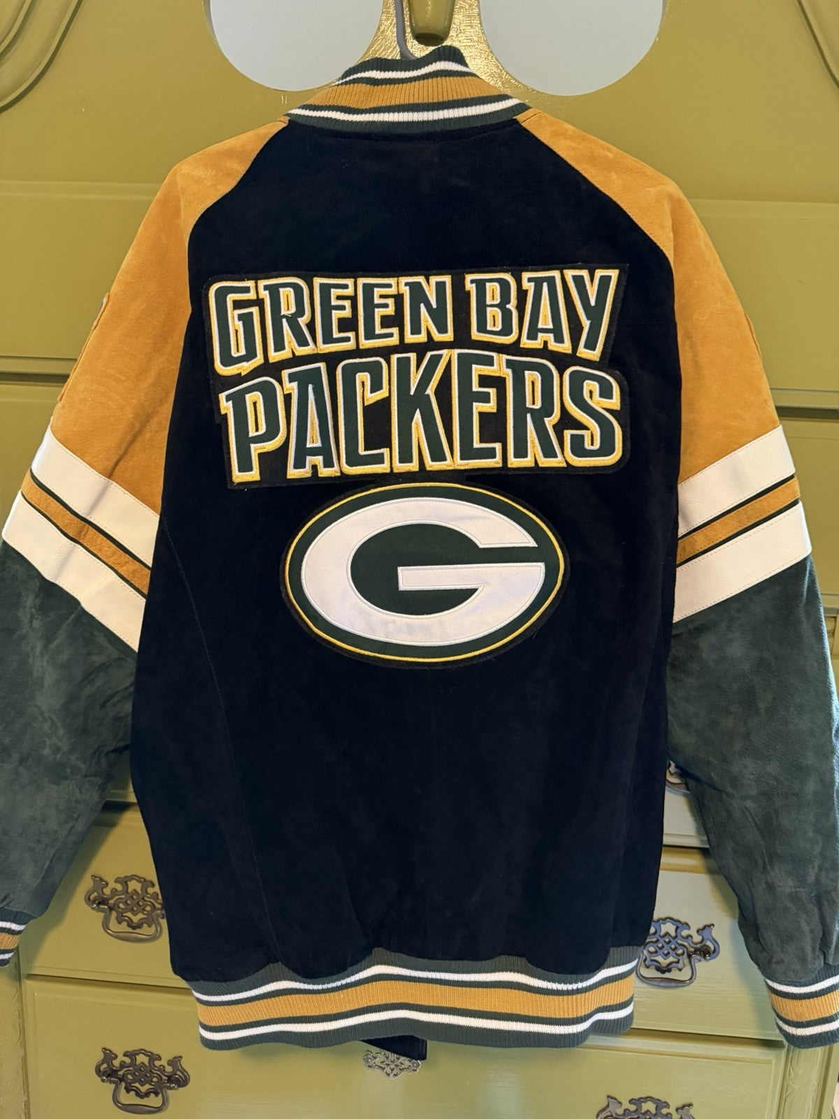 Vintage Green Bay Packers Leather Suede Jacket Large