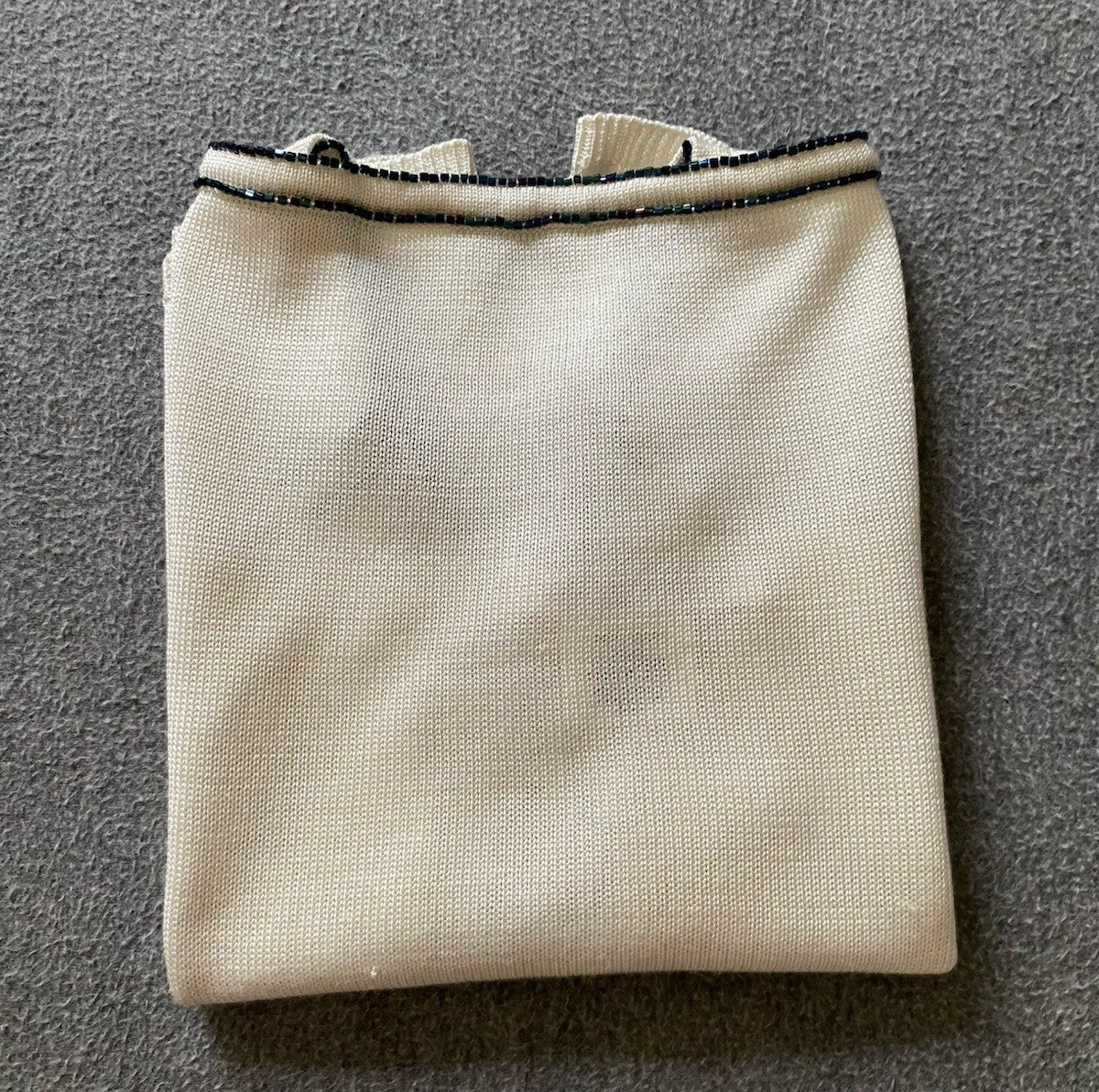 Colette Dinnigan 1990s Silk Halter Sweater Top Small Beaded Trim
