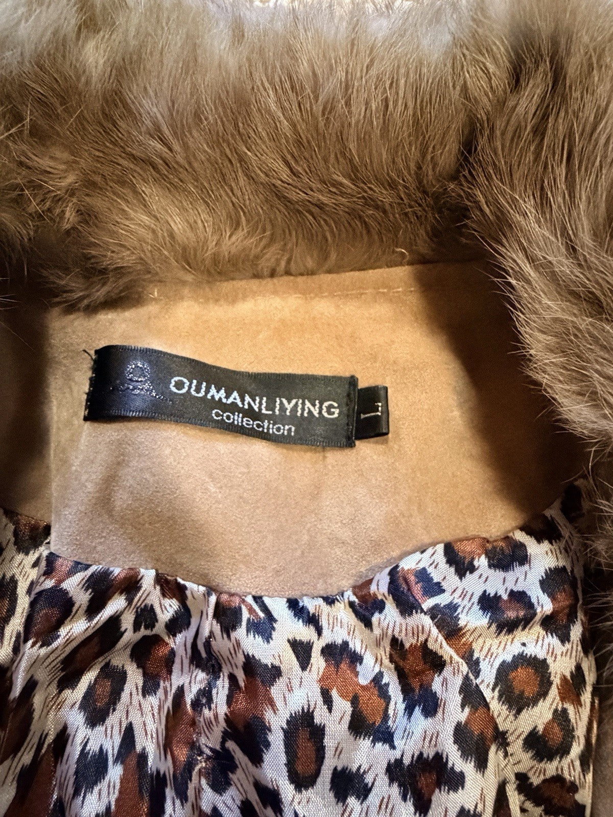 Oumanliying Women's Fur Jacket Size L