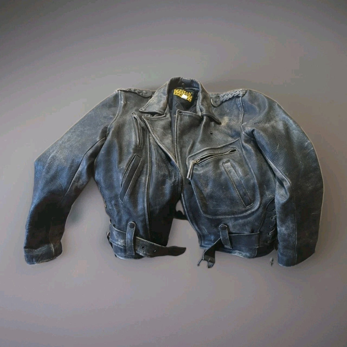 Protech Leather Apparel Biker Jacket Black Size 40