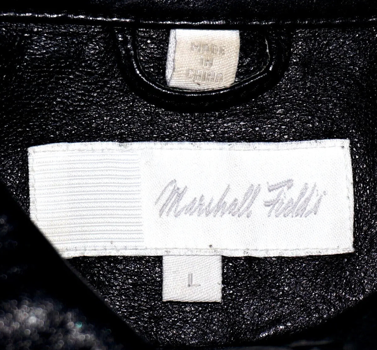 90's Vintage MARSHALL FIELD'S Black Leather Button Up Shirt LARGE *RUNS SMALL