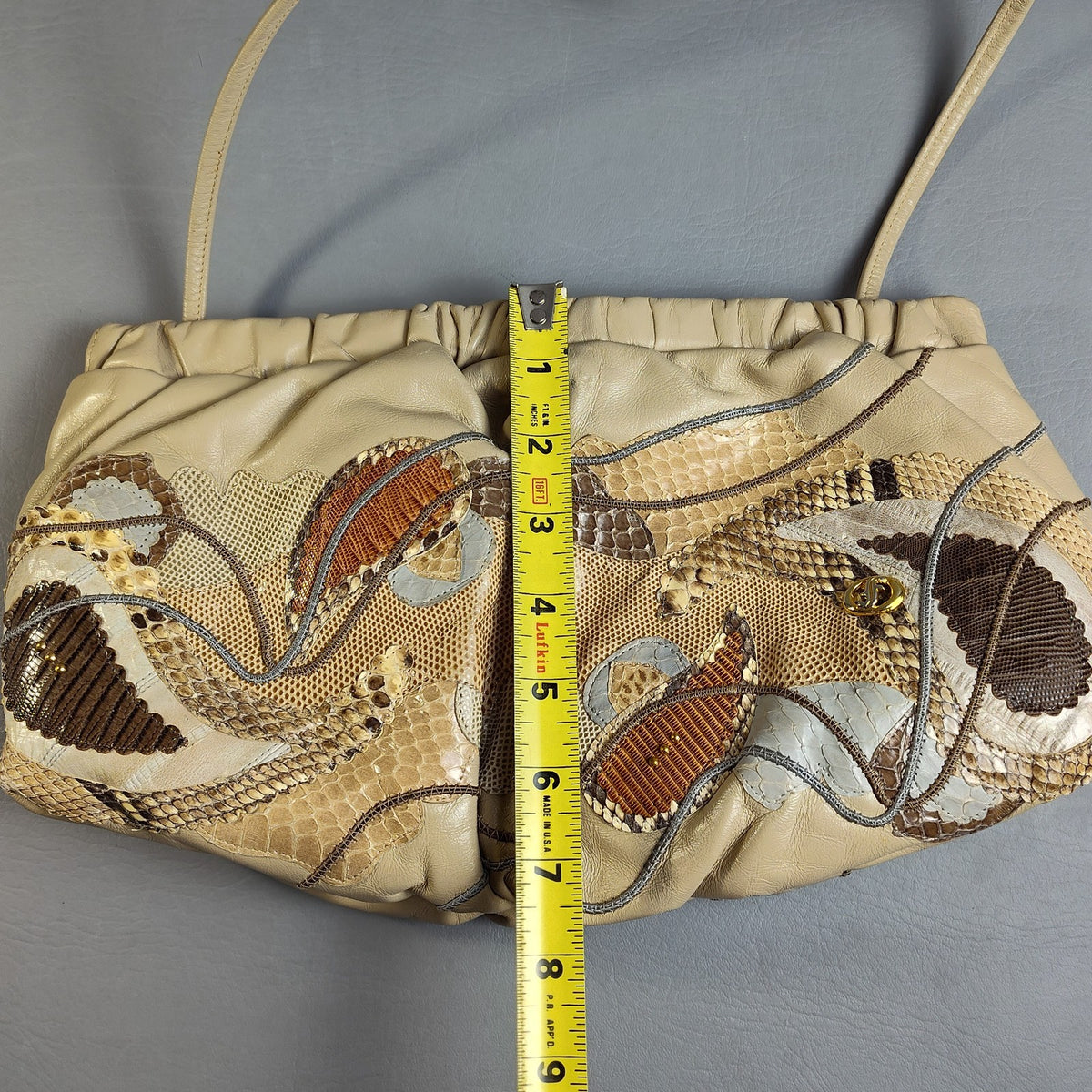 Carlo Fiori 1980s Snakeskin Patchwork Leather Shoulder Bag