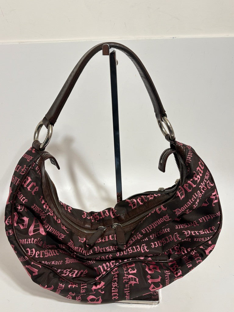Versace Brown Embroidered Hobo Bag