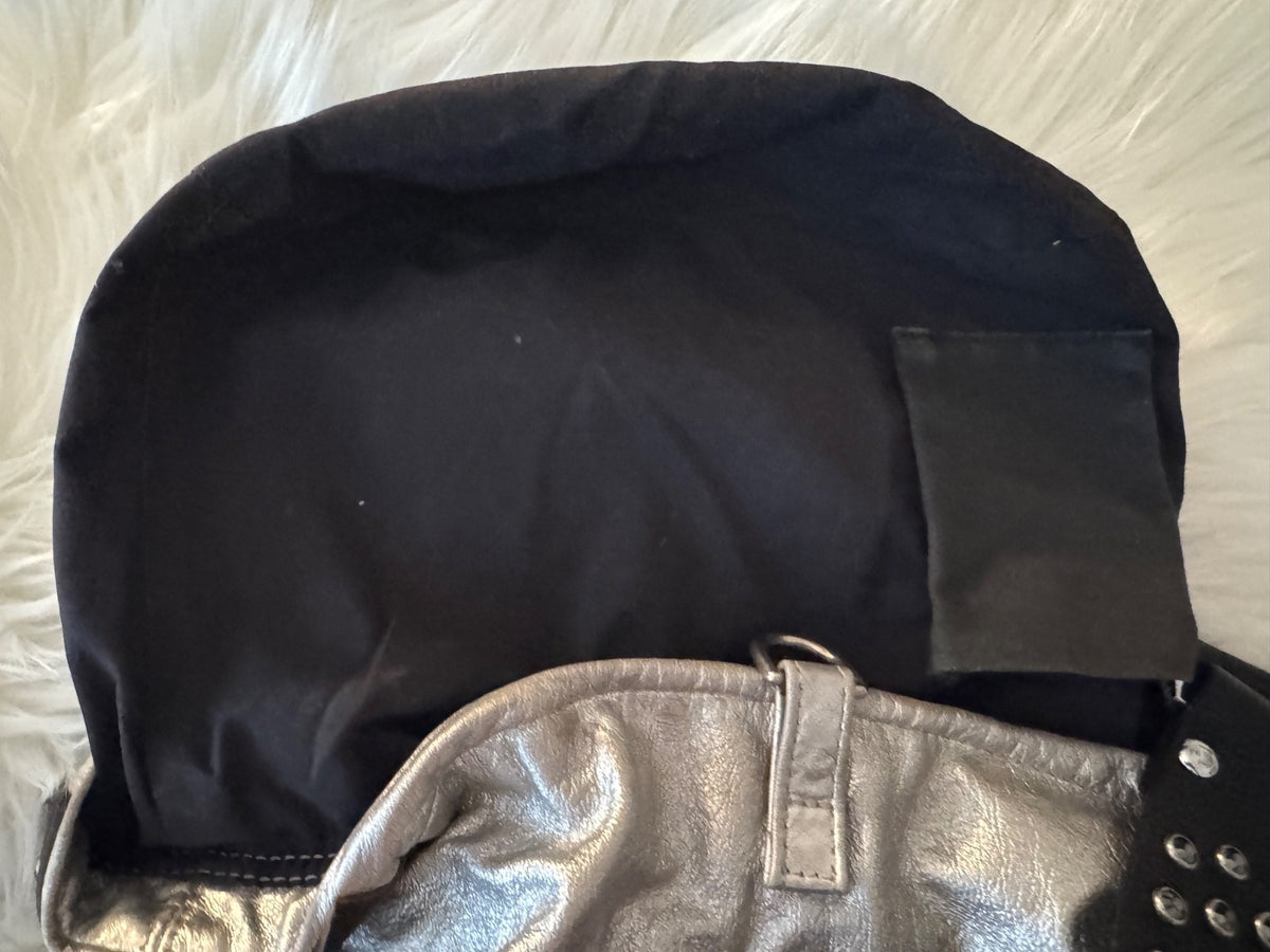 Tylie Malibu Metallic Silver Leather Hobo Handbag Medium