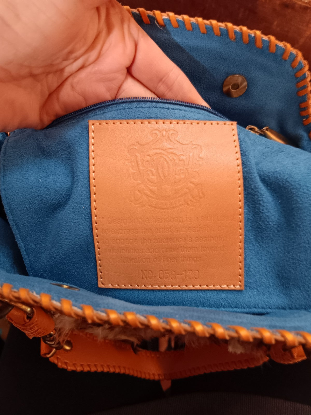 Sharif Leather Shoulder Bag with Feather Accent Tan
