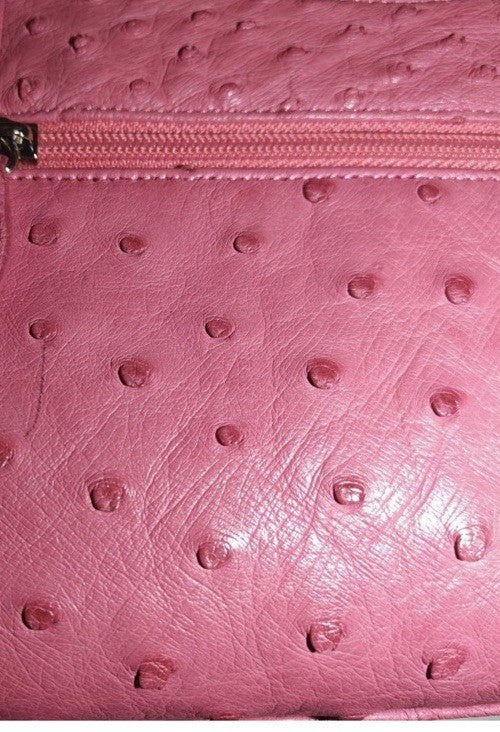 Y2K Pink Ostrich Leather Shoulder Bag