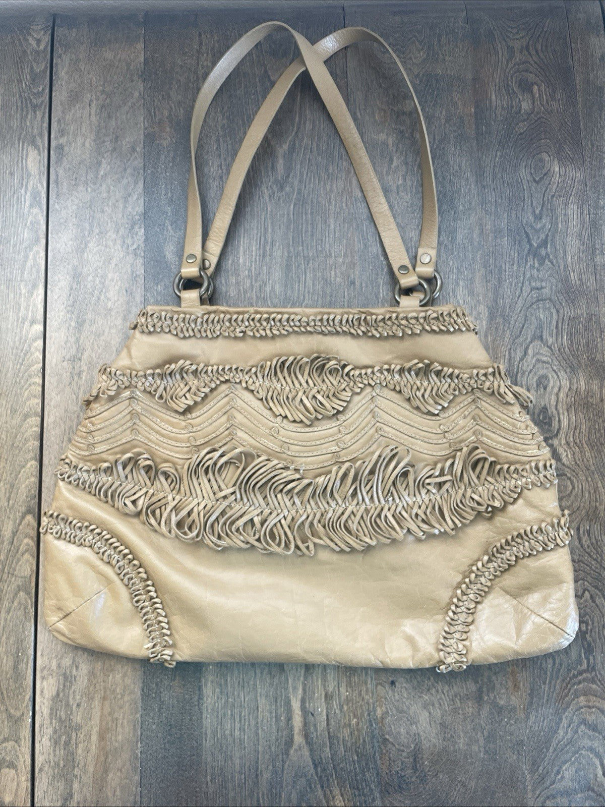 Nordstrom 1980s Shoulder Bag Fringe Camel Leather