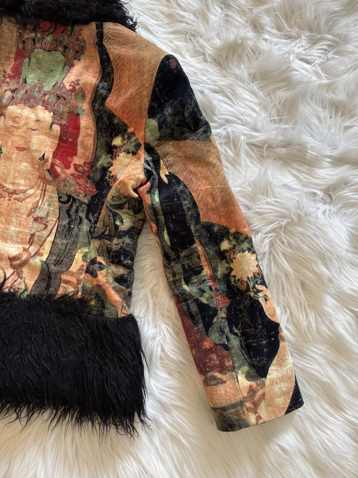 Vivienne Tam Buddha Fur Trim Coat Multicolor Size 1