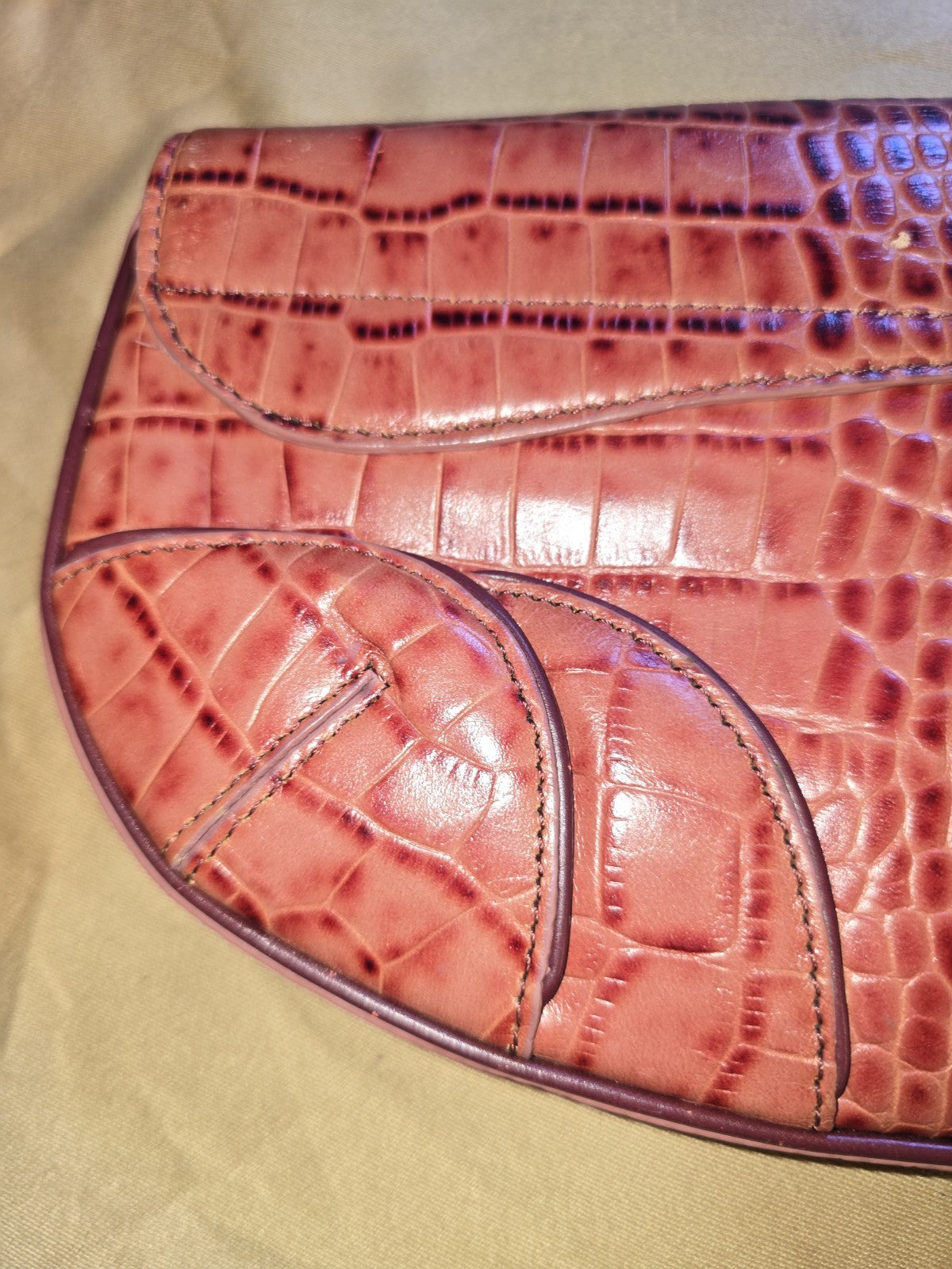 Antonio Melani Brown Crocodile-Embossed Leather Clutch