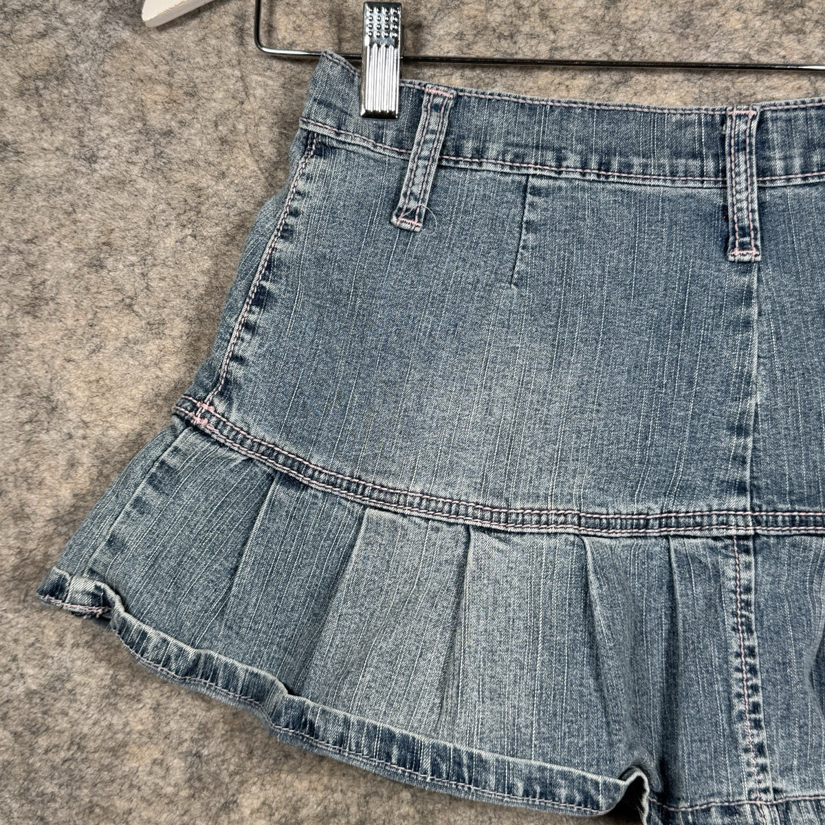 Lazer Y2K Denim Mini Skirt Size 9 Ruffle Bottom