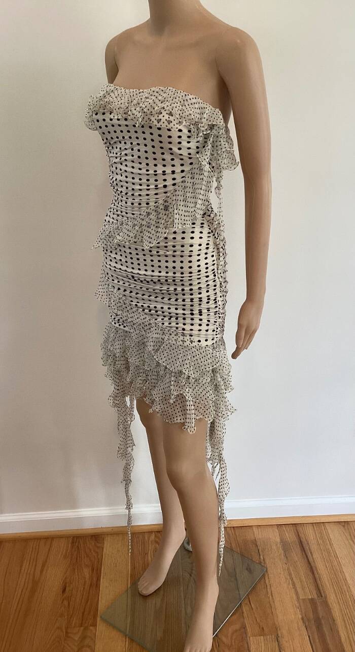EMANUEL UNGARO VINTAGE S/S 2003 RUNWAY RUCHED MINI DRESS SIZE 38