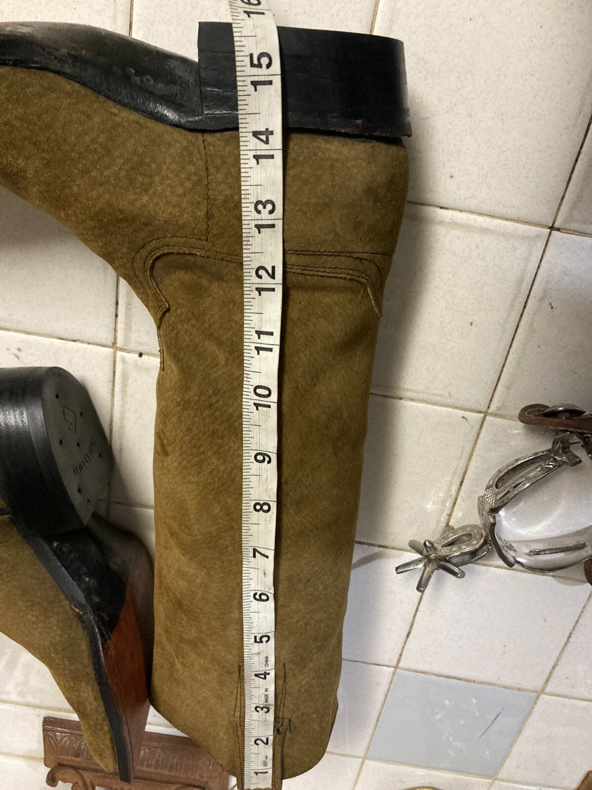 Cowtown Vintage Brown Tall Sueded Western Cowboy Riding Rodeo Ranch Boots 6 D