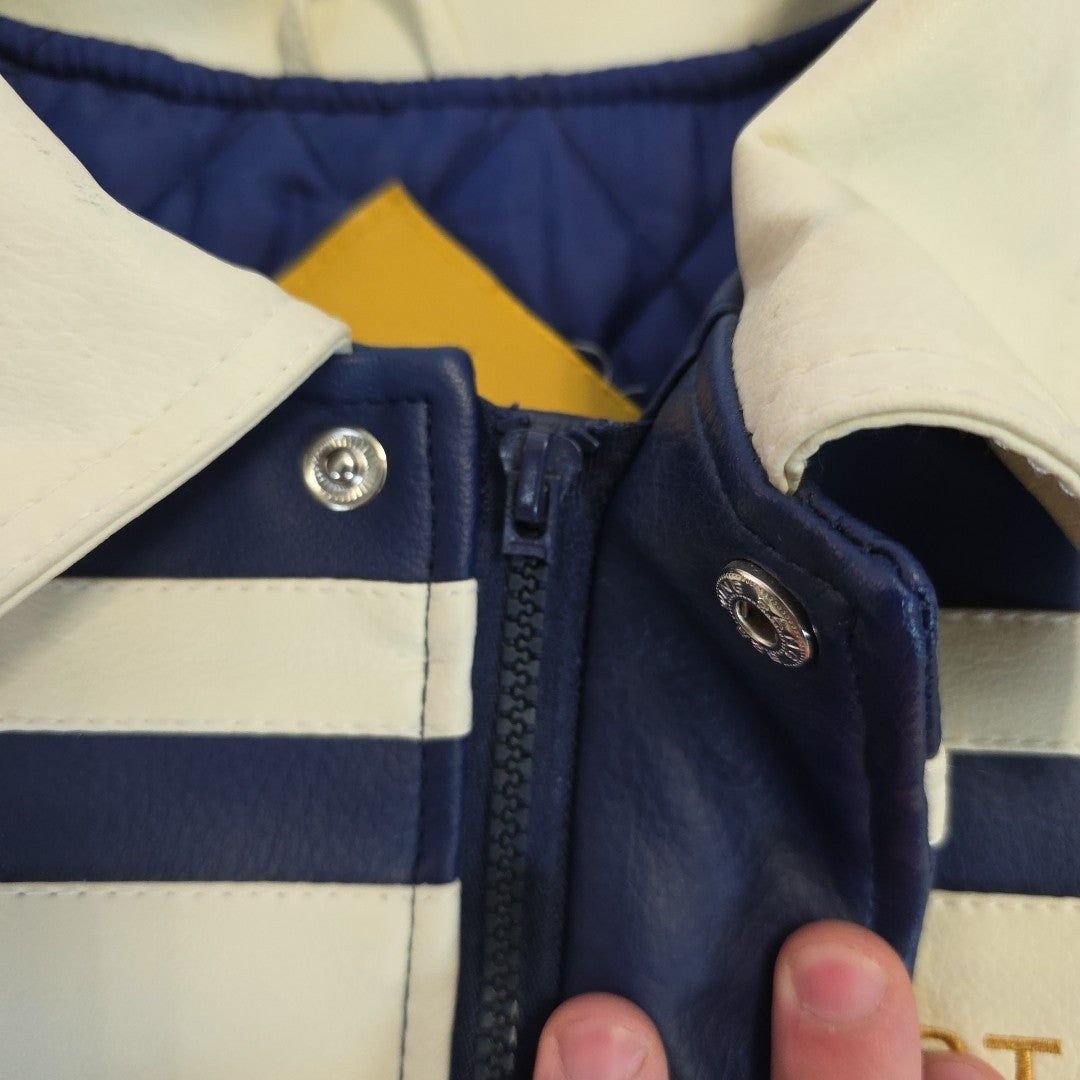 NFL St. Louis Rams Leather Bomber Jacket Kids L Vintage