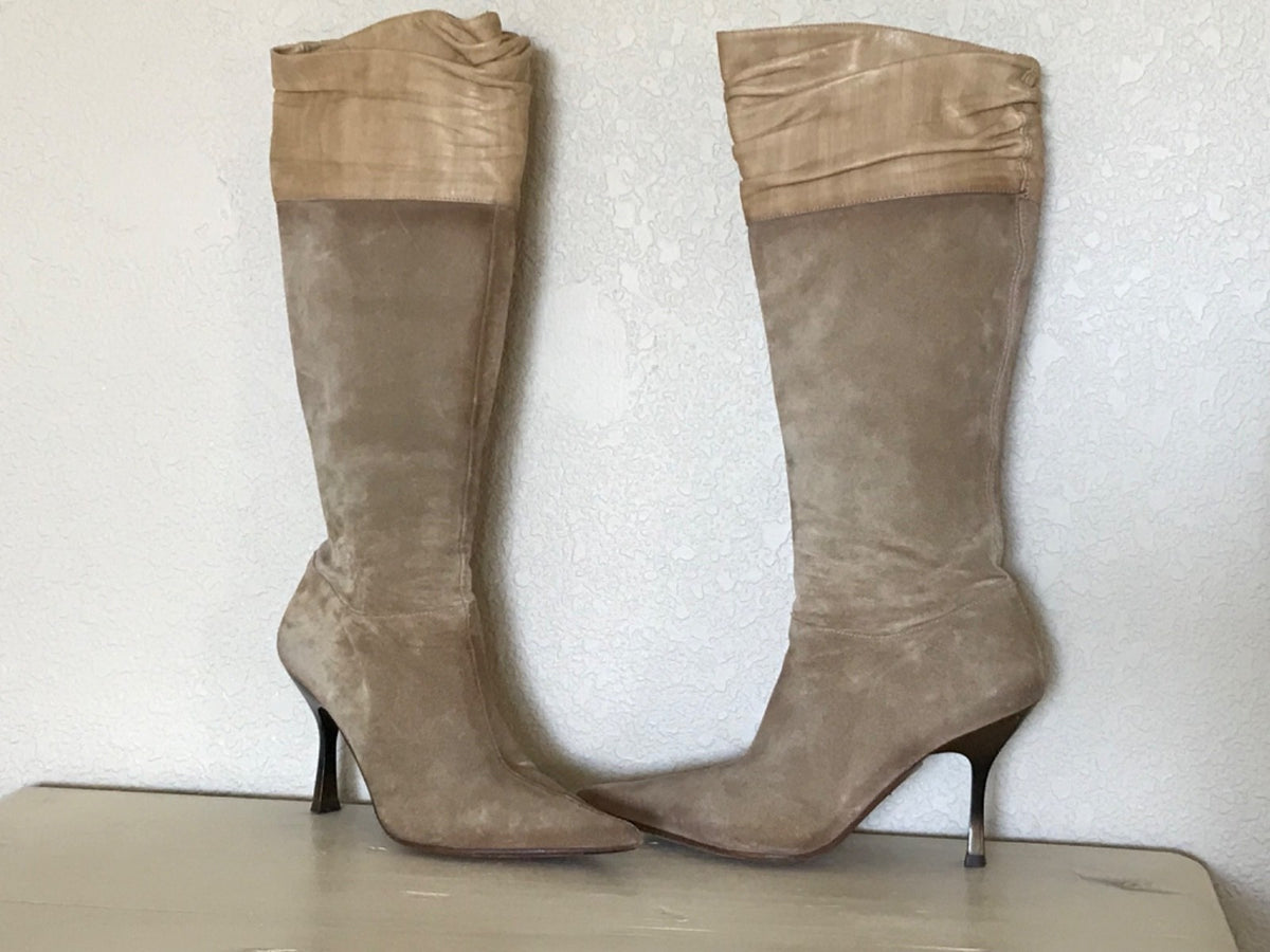 Aldo Y2K Suede and Leather Knee High Boots Pointed Toe Stiletto Heel Ombré