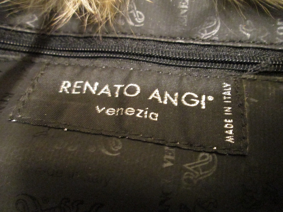 Renato Angi Venezia Genuine Leather Bag with Fox Fur Trim