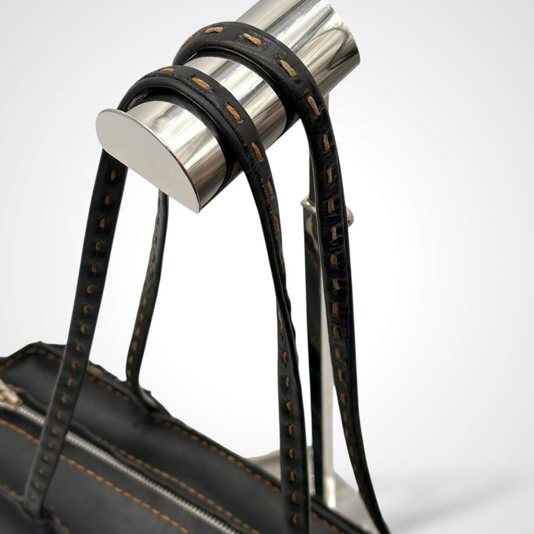 Henry Beguelin Patchwork Leather Shoulder Bag Black Shearling Calf Hair