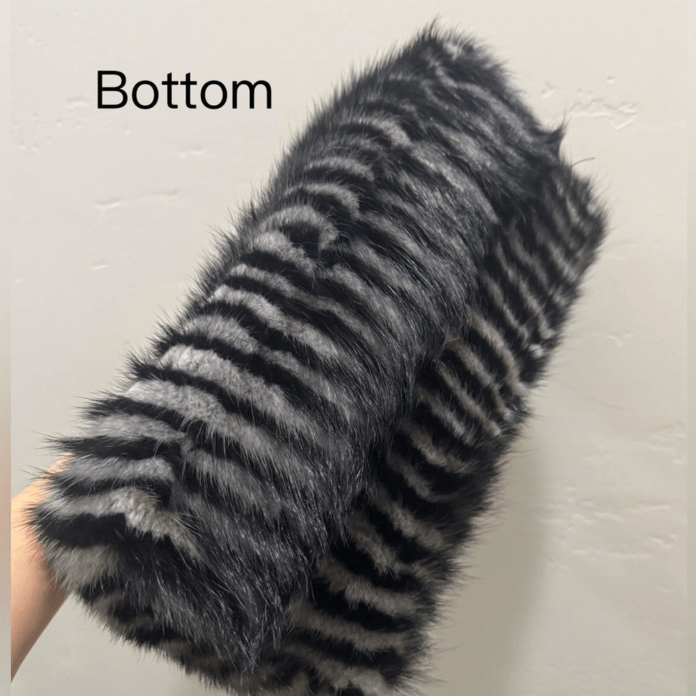 Genuine Mink Fur Pillow Bag with Top Handles and Crossbody Strap