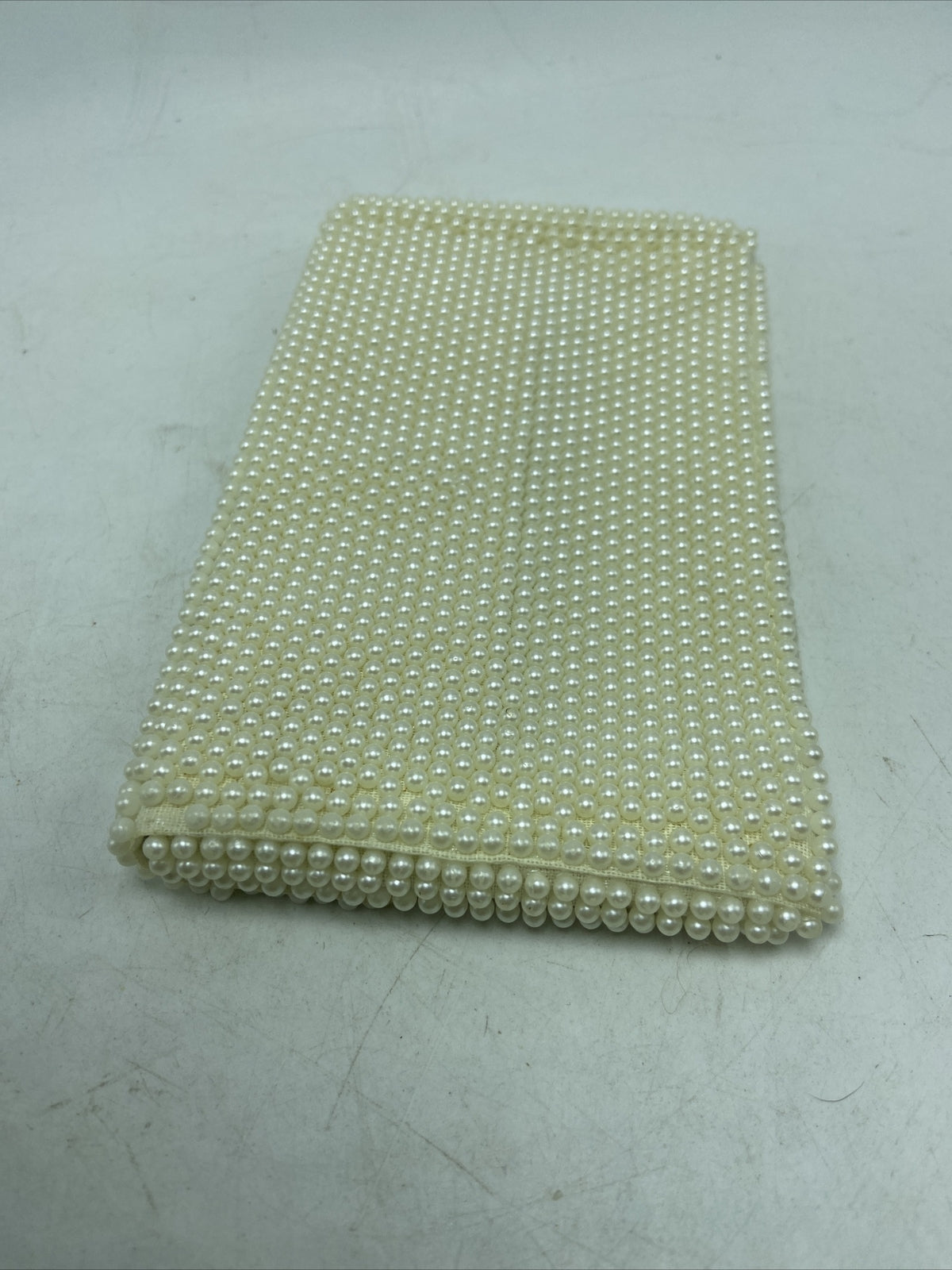 Susan Japan Hand Beaded Faux Pearl Clutch Purse, White